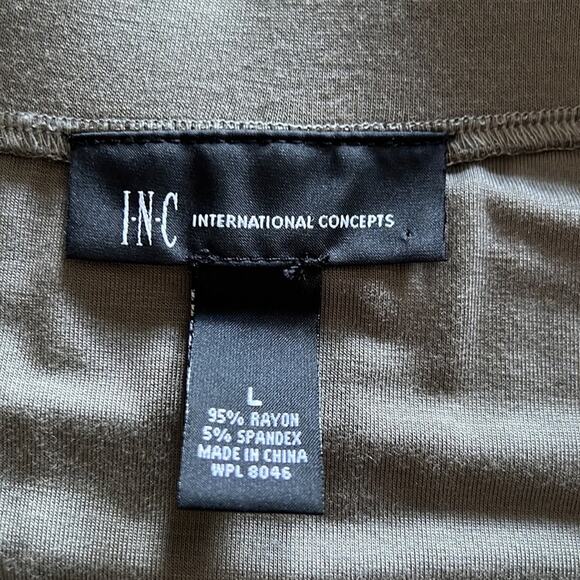 INC International Concepts Olive Green Knit Fringed Skirt Woman Size Large Boho - Picture 3 of 8